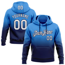 Load image into Gallery viewer, Custom Stitched Powder Blue White-Navy Fade Fashion Sports Pullover Sweatshirt Hoodie