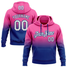 Load image into Gallery viewer, Custom Stitched Pink White-Royal Fade Fashion Sports Pullover Sweatshirt Hoodie