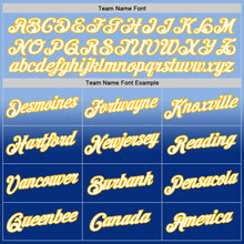 Load image into Gallery viewer, Custom Stitched Light Blue White Royal-Gold Fade Fashion Sports Pullover Sweatshirt Hoodie