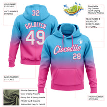 Laden Sie das Bild in den Galerie-Viewer, Custom Stitched Sky Blue White-Pink Fade Fashion Sports Pullover Sweatshirt Hoodie