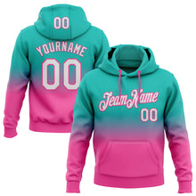 Загрузить изображение в средство просмотра галереи, Custom Stitched Aqua White-Pink Fade Fashion Sports Pullover Sweatshirt Hoodie