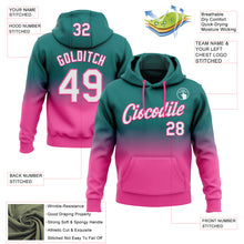 Загрузить изображение в средство просмотра галереи, Custom Stitched Teal White-Pink Fade Fashion Sports Pullover Sweatshirt Hoodie