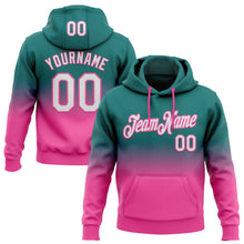Загрузить изображение в средство просмотра галереи, Custom Stitched Teal White-Pink Fade Fashion Sports Pullover Sweatshirt Hoodie