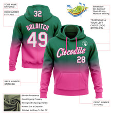 Load image into Gallery viewer, Custom Stitched Kelly Green White-Pink Fade Fashion Sports Pullover Sweatshirt Hoodie