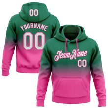 Load image into Gallery viewer, Custom Stitched Kelly Green White-Pink Fade Fashion Sports Pullover Sweatshirt Hoodie