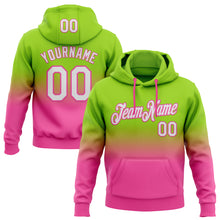 Load image into Gallery viewer, Custom Stitched Neon Green White-Pink Fade Fashion Sports Pullover Sweatshirt Hoodie