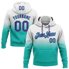 Laden Sie das Bild in den Galerie-Viewer, Custom Stitched White Purple-Aqua Fade Fashion Sports Pullover Sweatshirt Hoodie