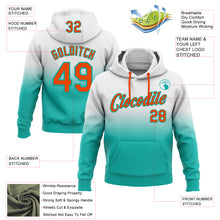 Laden Sie das Bild in den Galerie-Viewer, Custom Stitched White Orange-Aqua Fade Fashion Sports Pullover Sweatshirt Hoodie