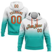 Laden Sie das Bild in den Galerie-Viewer, Custom Stitched White Orange-Aqua Fade Fashion Sports Pullover Sweatshirt Hoodie