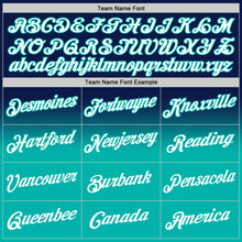 Load image into Gallery viewer, Custom Stitched Navy White-Aqua Fade Fashion Sports Pullover Sweatshirt Hoodie