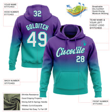 Load image into Gallery viewer, Custom Stitched Purple White-Aqua Fade Fashion Sports Pullover Sweatshirt Hoodie