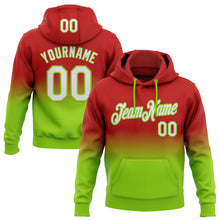 Charger l'image dans la galerie, Custom Stitched Red White-Neon Green Fade Fashion Sports Pullover Sweatshirt Hoodie