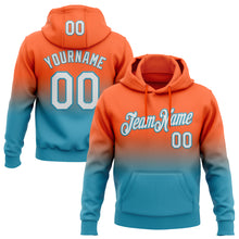 Load image into Gallery viewer, Custom Stitched Orange White-Panther Blue Fade Fashion Sports Pullover Sweatshirt Hoodie