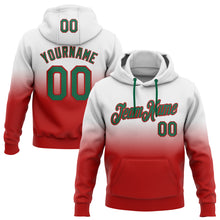 Laden Sie das Bild in den Galerie-Viewer, Custom Stitched White Kelly Green-Red Fade Fashion Sports Pullover Sweatshirt Hoodie