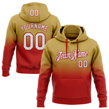 Load image into Gallery viewer, Custom Stitched Old Gold White-Red Fade Fashion Sports Pullover Sweatshirt Hoodie