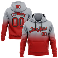 Load image into Gallery viewer, Custom Stitched Gray Red-Black Fade Fashion Sports Pullover Sweatshirt Hoodie