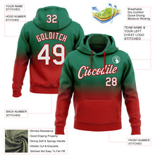 Load image into Gallery viewer, Custom Stitched Kelly Green White-Red Fade Fashion Sports Pullover Sweatshirt Hoodie