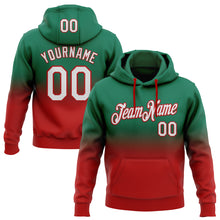 Load image into Gallery viewer, Custom Stitched Kelly Green White-Red Fade Fashion Sports Pullover Sweatshirt Hoodie