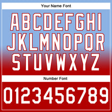 Load image into Gallery viewer, Custom Stitched Light Blue White-Red Fade Fashion Sports Pullover Sweatshirt Hoodie