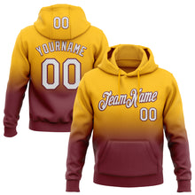Load image into Gallery viewer, Custom Stitched Gold White-Burgundy Fade Fashion Sports Pullover Sweatshirt Hoodie