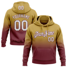 Load image into Gallery viewer, Custom Stitched Old Gold White-Burgundy Fade Fashion Sports Pullover Sweatshirt Hoodie