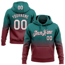 Load image into Gallery viewer, Custom Stitched Teal White-Burgundy Fade Fashion Sports Pullover Sweatshirt Hoodie