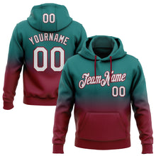 Load image into Gallery viewer, Custom Stitched Teal White-Crimson Fade Fashion Sports Pullover Sweatshirt Hoodie