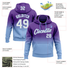 Load image into Gallery viewer, Custom Stitched Purple White-Light Blue Fade Fashion Sports Pullover Sweatshirt Hoodie
