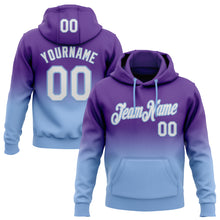 Load image into Gallery viewer, Custom Stitched Purple White-Light Blue Fade Fashion Sports Pullover Sweatshirt Hoodie