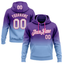 Load image into Gallery viewer, Custom Stitched Purple White Light Blue-Pink Fade Fashion Sports Pullover Sweatshirt Hoodie