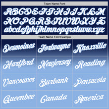 Laden Sie das Bild in den Galerie-Viewer, Custom Stitched Navy White-Light Blue Fade Fashion Sports Pullover Sweatshirt Hoodie