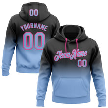 Load image into Gallery viewer, Custom Stitched Black Light Blue-Pink Fade Fashion Sports Pullover Sweatshirt Hoodie