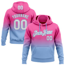 Load image into Gallery viewer, Custom Stitched Pink White-Light Blue Fade Fashion Sports Pullover Sweatshirt Hoodie