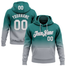 Загрузить изображение в средство просмотра галереи, Custom Stitched Teal White-Gray Fade Fashion Sports Pullover Sweatshirt Hoodie
