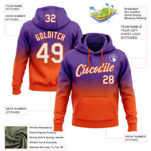 Load image into Gallery viewer, Custom Stitched Purple White-Orange Fade Fashion Sports Pullover Sweatshirt Hoodie
