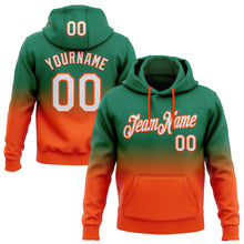 Load image into Gallery viewer, Custom Stitched Kelly Green White-Orange Fade Fashion Sports Pullover Sweatshirt Hoodie