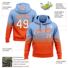 Load image into Gallery viewer, Custom Stitched Light Blue White-Orange Fade Fashion Sports Pullover Sweatshirt Hoodie