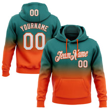 Load image into Gallery viewer, Custom Stitched Teal White-Orange Fade Fashion Sports Pullover Sweatshirt Hoodie