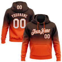 Load image into Gallery viewer, Custom Stitched Brown White-Orange Fade Fashion Sports Pullover Sweatshirt Hoodie