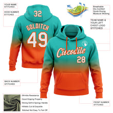 Загрузить изображение в средство просмотра галереи, Custom Stitched Aqua White-Orange Fade Fashion Sports Pullover Sweatshirt Hoodie
