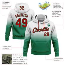 Laden Sie das Bild in den Galerie-Viewer, Custom Stitched White Red-Kelly Green Fade Fashion Sports Pullover Sweatshirt Hoodie