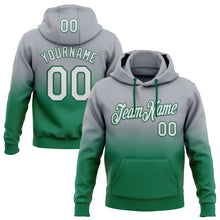 Load image into Gallery viewer, Custom Stitched Gray White-Kelly Green Fade Fashion Sports Pullover Sweatshirt Hoodie