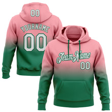 Laden Sie das Bild in den Galerie-Viewer, Custom Stitched Medium Pink White-Kelly Green Fade Fashion Sports Pullover Sweatshirt Hoodie