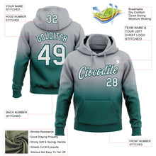 Load image into Gallery viewer, Custom Stitched Gray White-Midnight Green Fade Fashion Sports Pullover Sweatshirt Hoodie