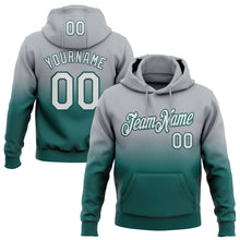Load image into Gallery viewer, Custom Stitched Gray White-Midnight Green Fade Fashion Sports Pullover Sweatshirt Hoodie