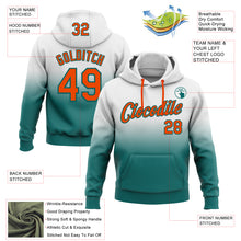Laden Sie das Bild in den Galerie-Viewer, Custom Stitched White Orange-Teal Fade Fashion Sports Pullover Sweatshirt Hoodie