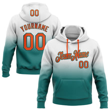 Laden Sie das Bild in den Galerie-Viewer, Custom Stitched White Orange-Teal Fade Fashion Sports Pullover Sweatshirt Hoodie
