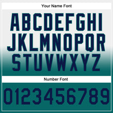 Laden Sie das Bild in den Galerie-Viewer, Custom Stitched White Navy-Teal Fade Fashion Sports Pullover Sweatshirt Hoodie