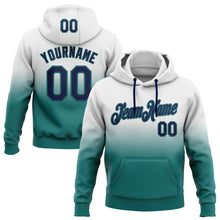 Laden Sie das Bild in den Galerie-Viewer, Custom Stitched White Navy-Teal Fade Fashion Sports Pullover Sweatshirt Hoodie