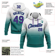 Laden Sie das Bild in den Galerie-Viewer, Custom Stitched White Purple-Teal Fade Fashion Sports Pullover Sweatshirt Hoodie